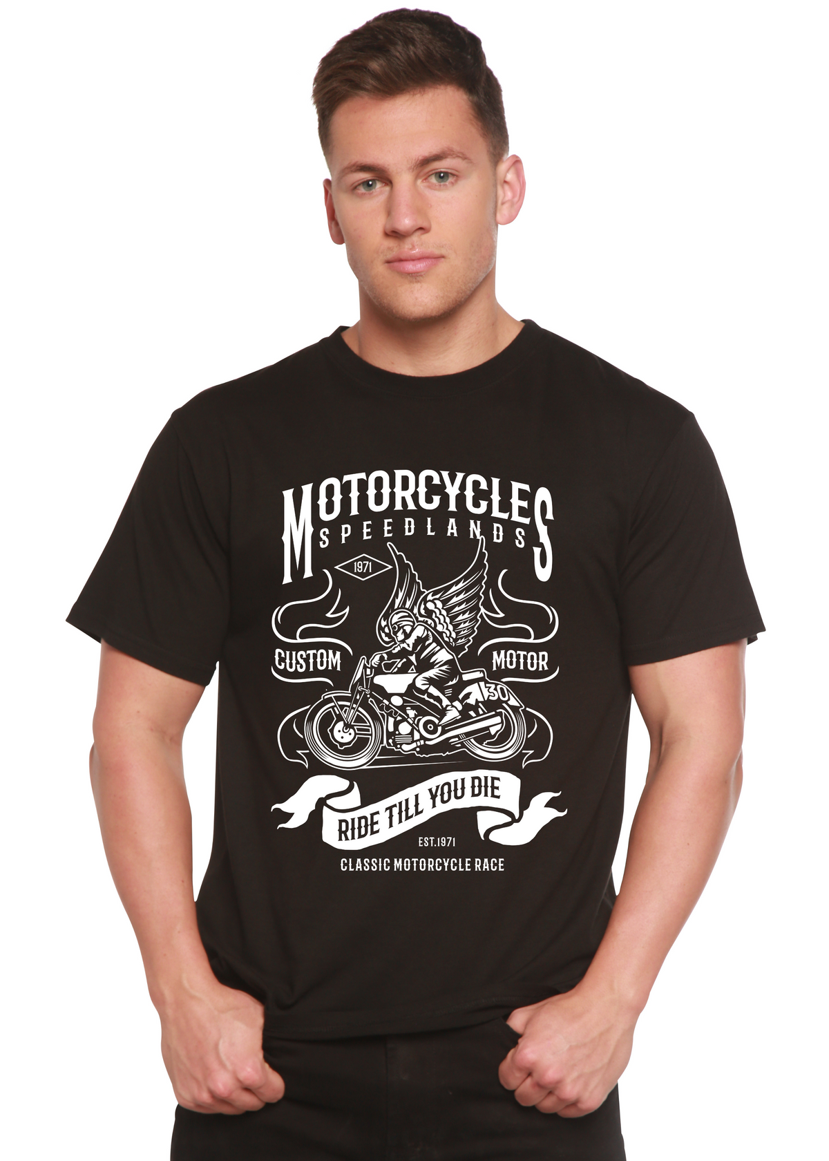 Motorcycles Men's Bamboo Viscose/Organic Cotton Short Sleeve Graphic T-Shirt