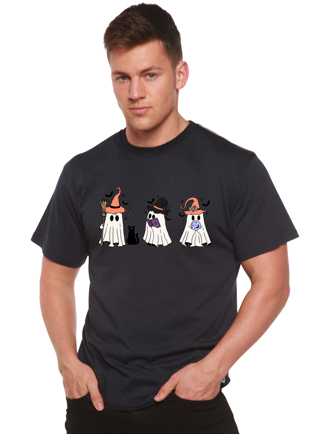 Halloween Boo Men's Bamboo Viscose/Organic Cotton Short Sleeve Graphic T-Shirt