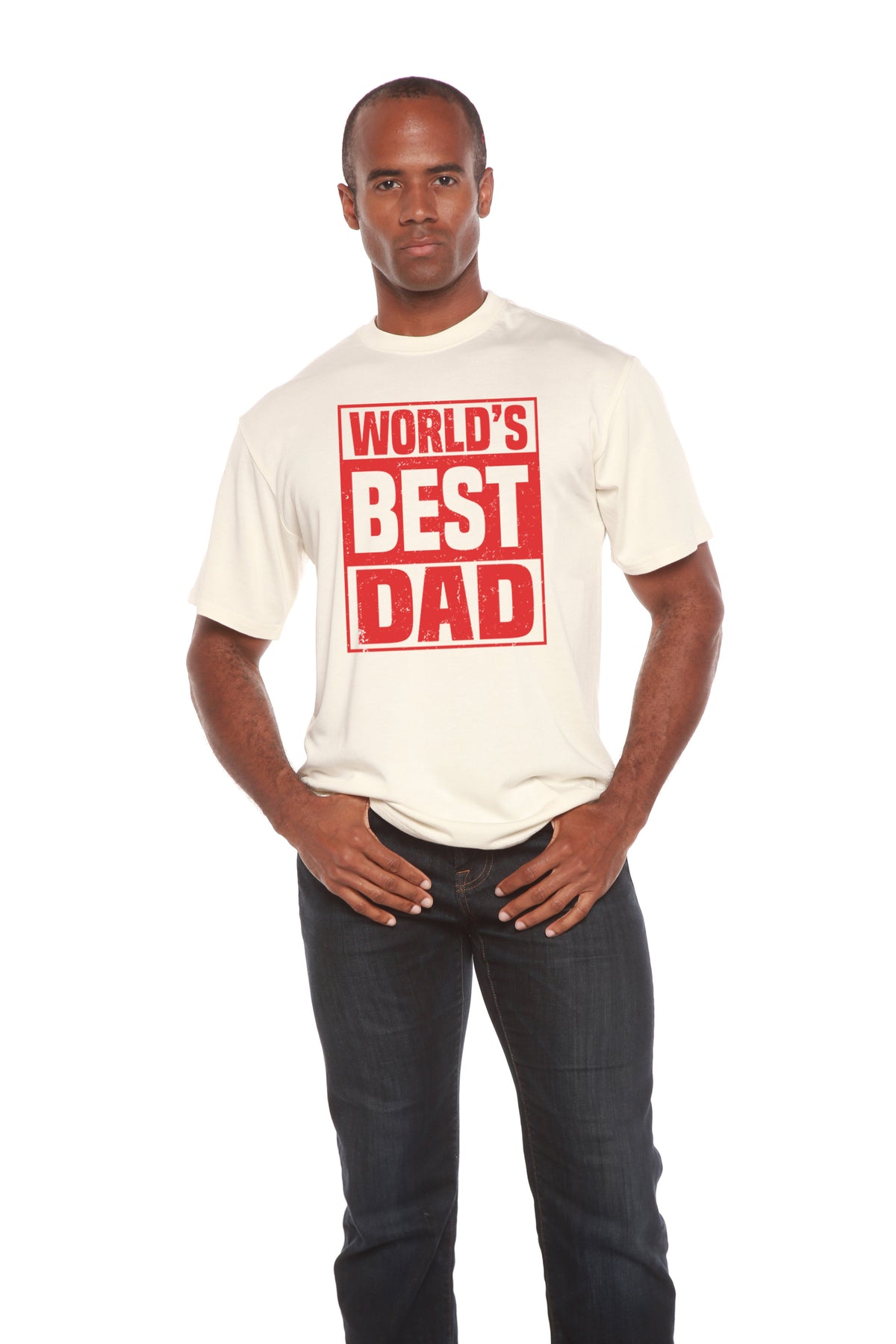 World's Best Dad Men's Bamboo Viscose/Organic Cotton Short Sleeve Graphic T-Shirt