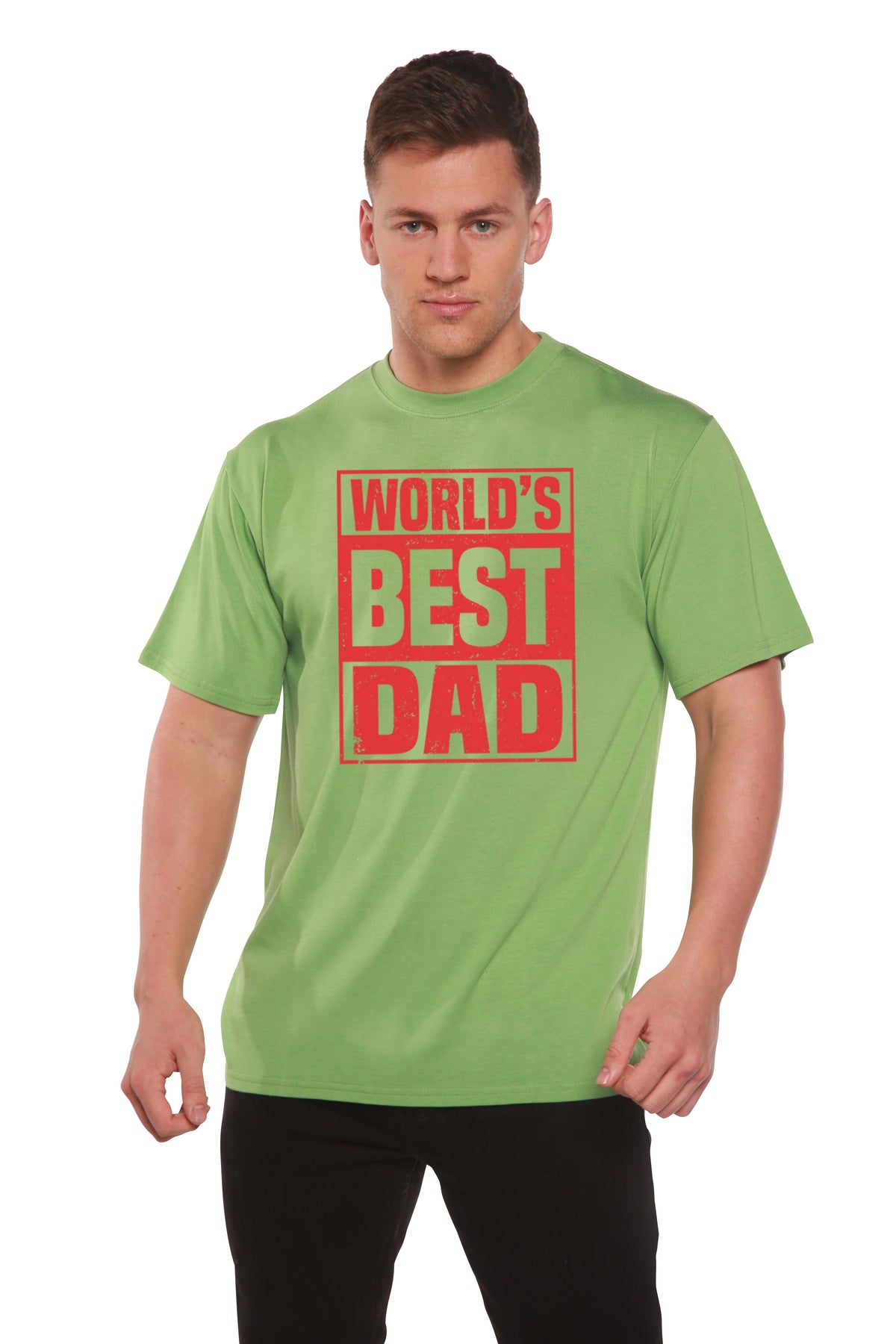 World's Best Dad Men's Bamboo Viscose/Organic Cotton Short Sleeve Graphic T-Shirt
