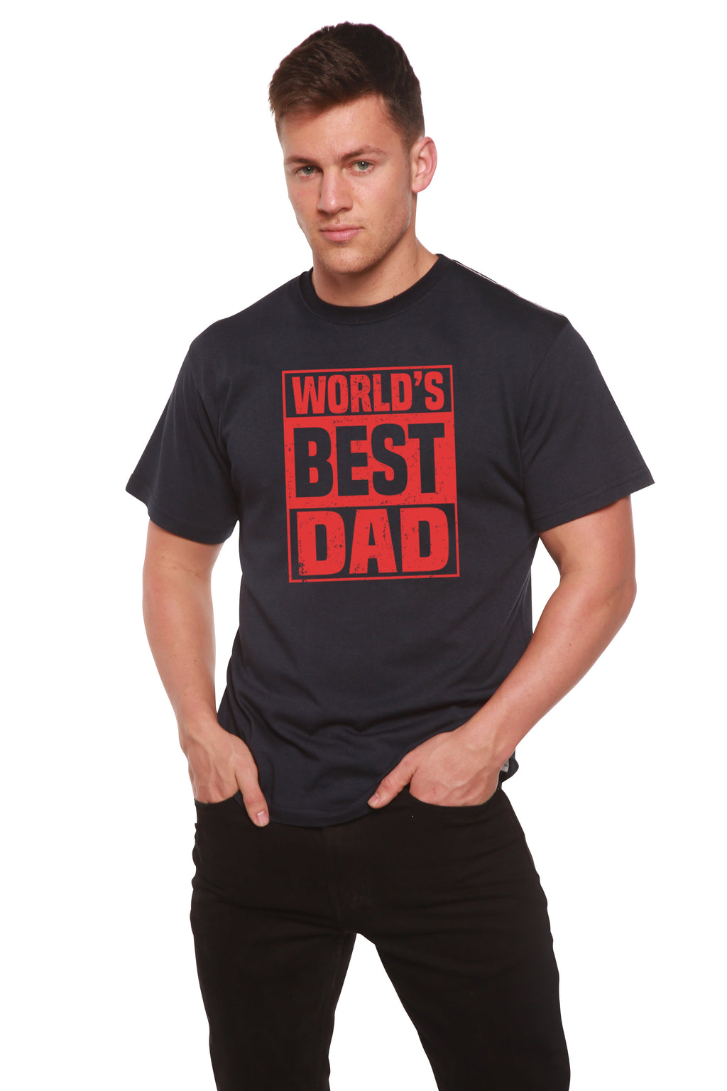 World's Best Dad Men's Bamboo Viscose/Organic Cotton Short Sleeve Graphic T-Shirt