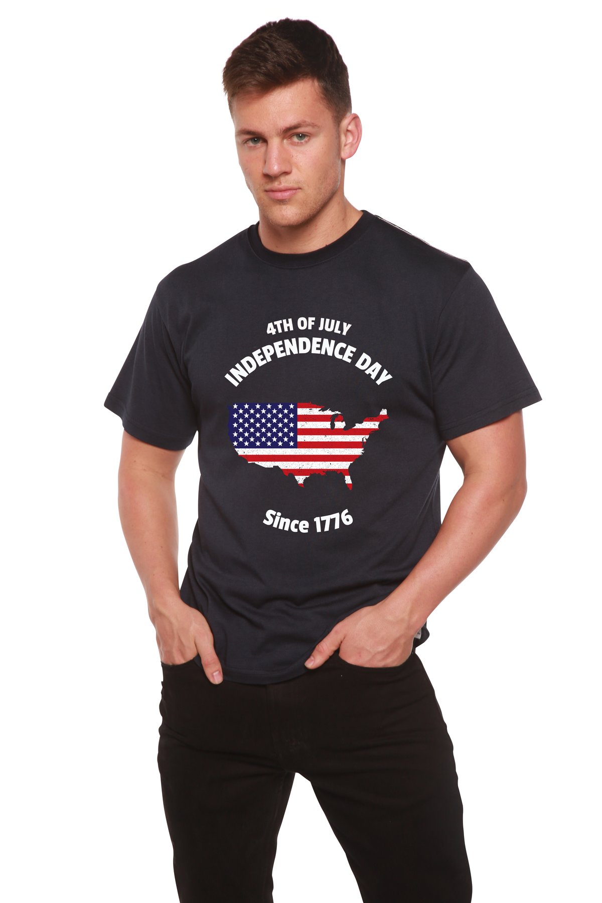 4th of July Men's Bamboo Viscose/Organic Cotton Short Sleeve Graphic T-Shirt