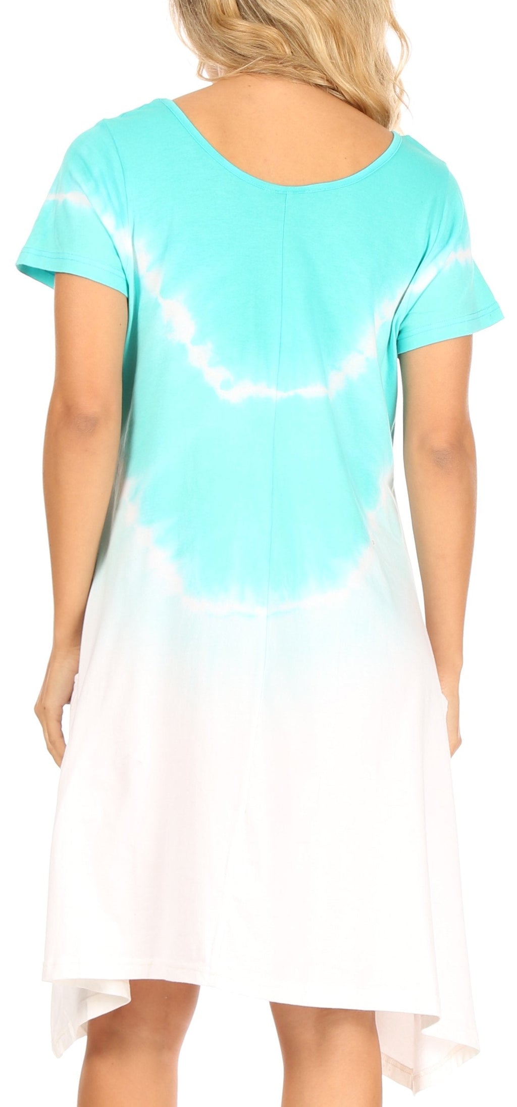 Sakkas Lilla Women's Casual Tie Dye Midi Boho Loose Short Sleeve Knit Dress Pocket