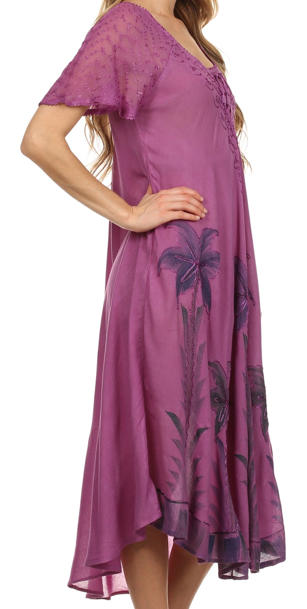 Sakkas Kai Palm Tree Caftan Tank Dress / Cover Up