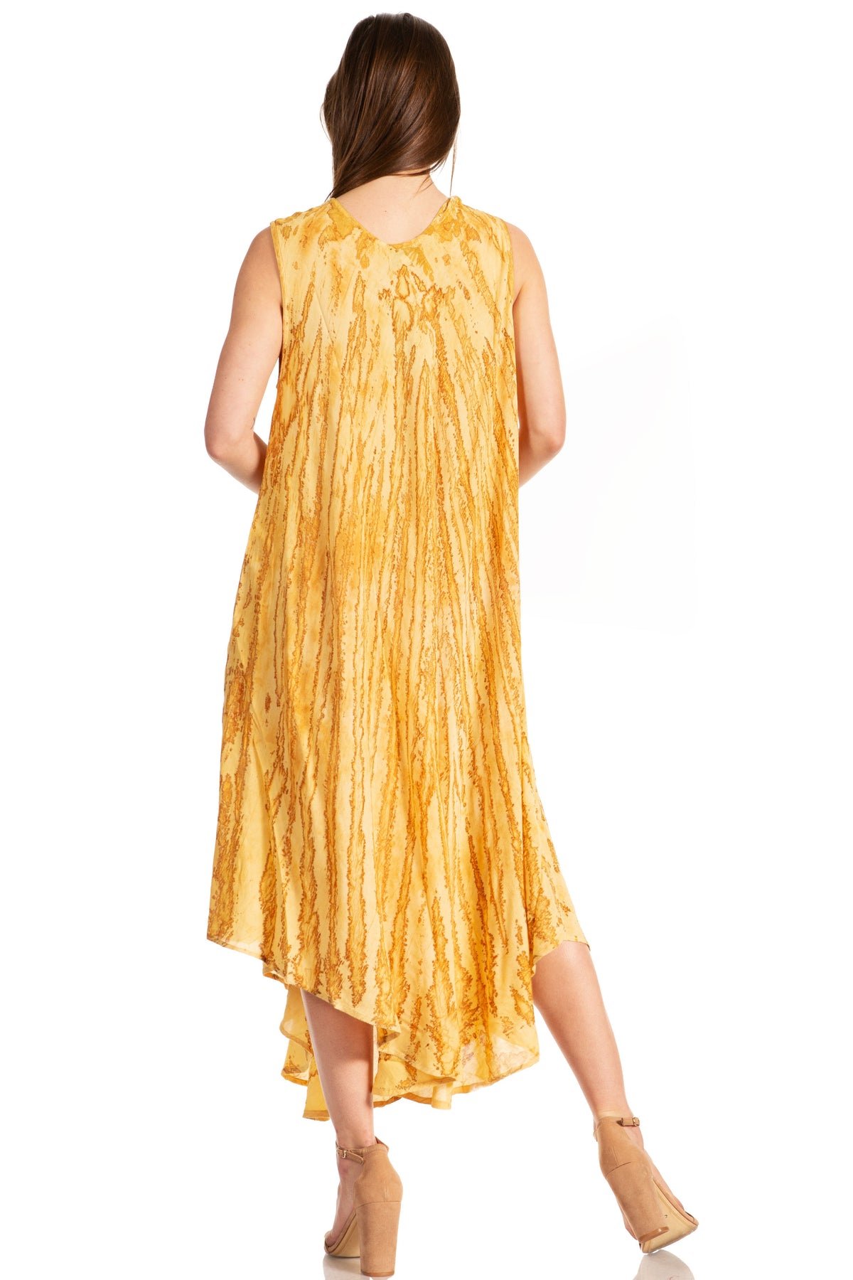 Sakkas Kara Long Draped Sleeveless Marbled Caftan Dress / Cover Up
