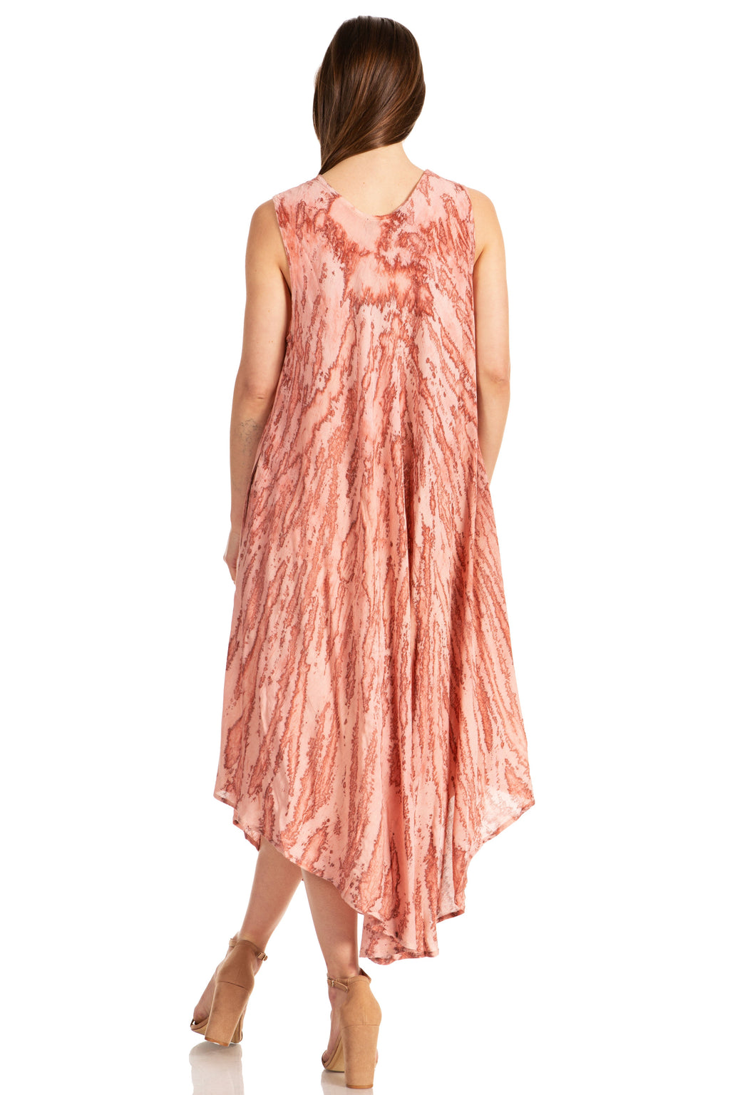 Sakkas Kara Long Draped Sleeveless Marbled Caftan Dress / Cover Up
