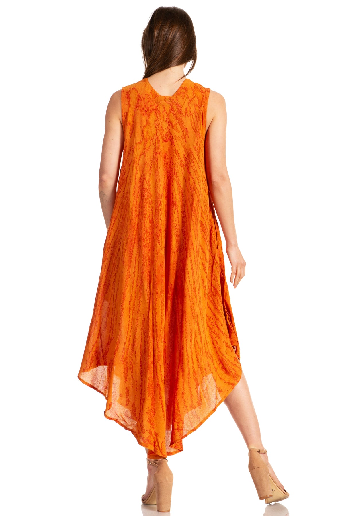 Sakkas Kara Long Draped Sleeveless Marbled Caftan Dress / Cover Up