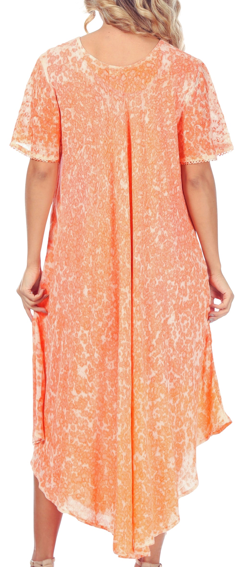 Sakkas Lila Freckled Dyed Cap Sleeve Scoopneck Long Caftan Dress / Cover Up