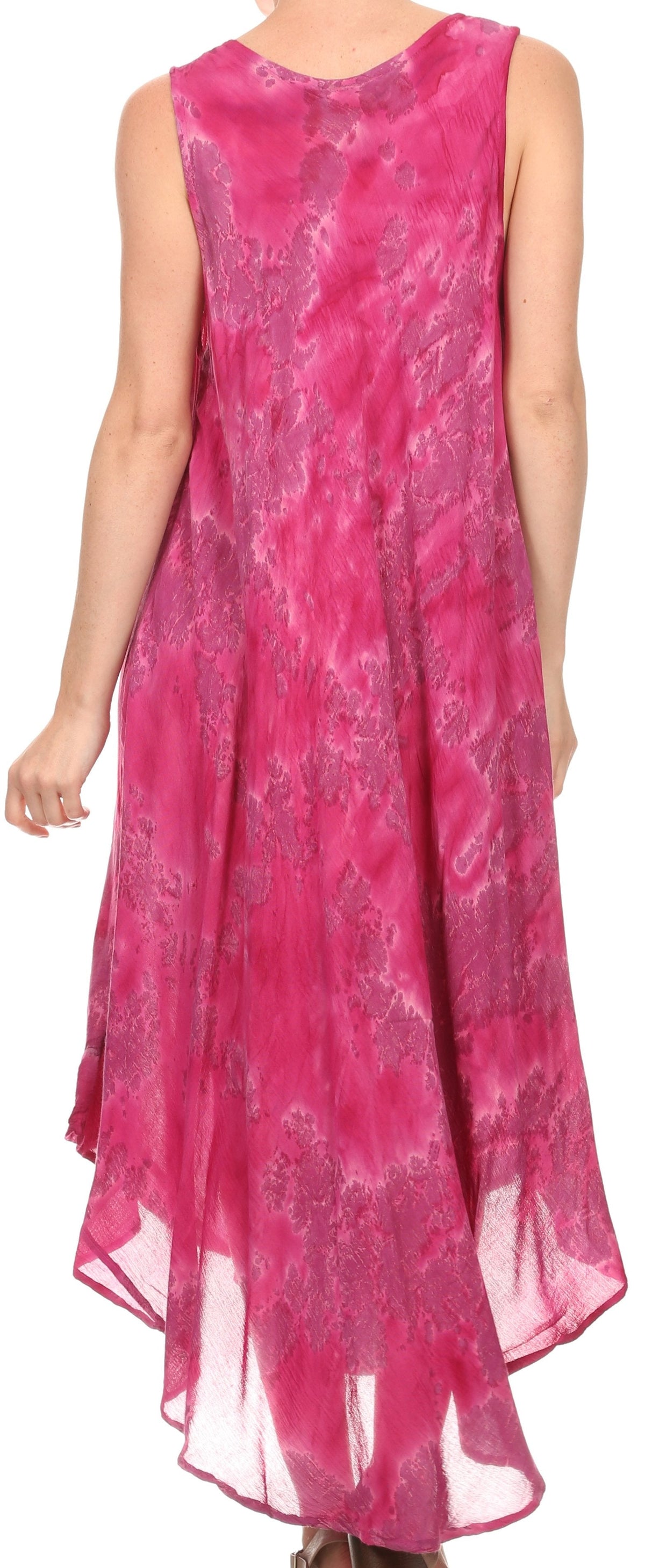 Sakkas Laeila Tie Dye Washed Long Sleeveless Tank Top Caftan Dress / Cover Up