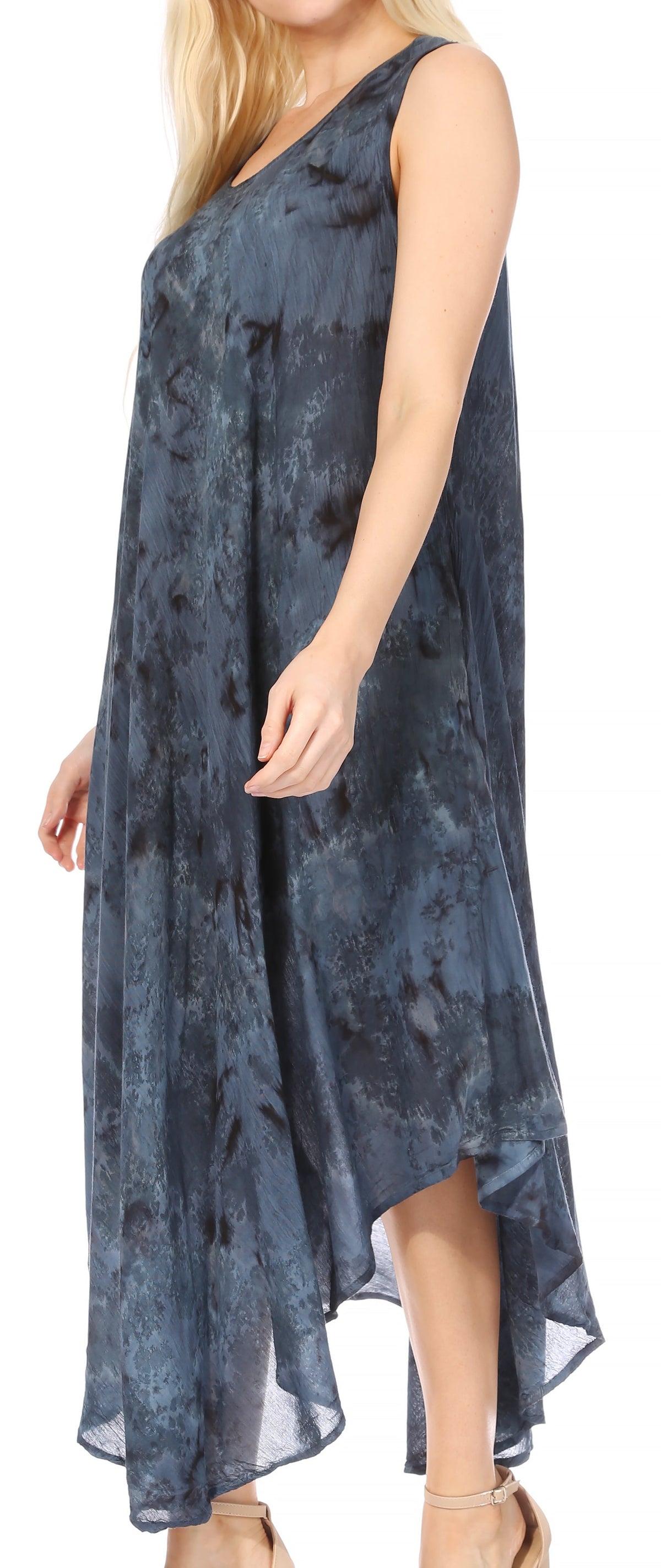 Sakkas Laeila Tie Dye Washed Long Sleeveless Tank Top Caftan Dress / Cover Up