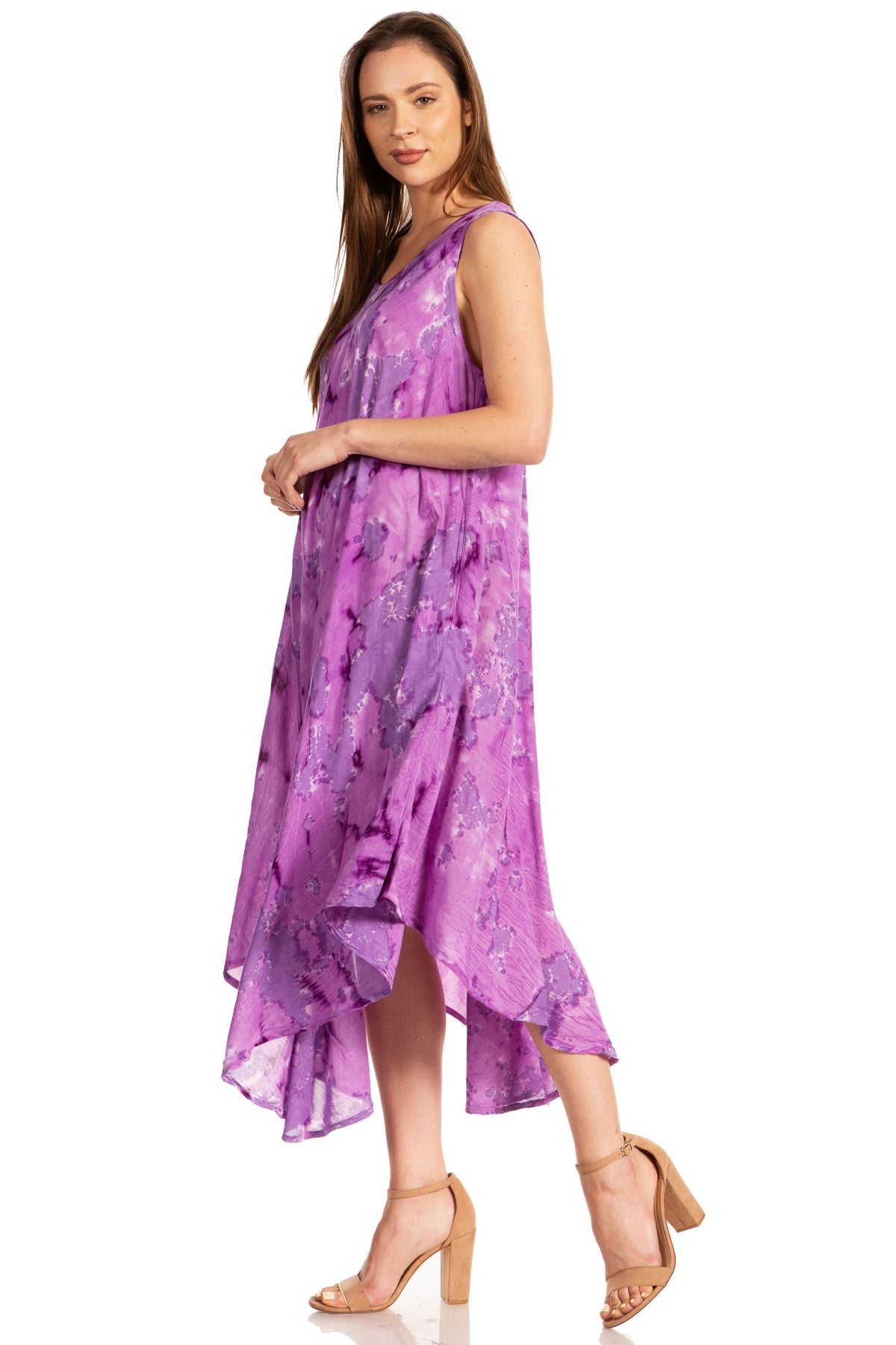 Sakkas Laeila Tie Dye Washed Long Sleeveless Tank Top Caftan Dress / Cover Up