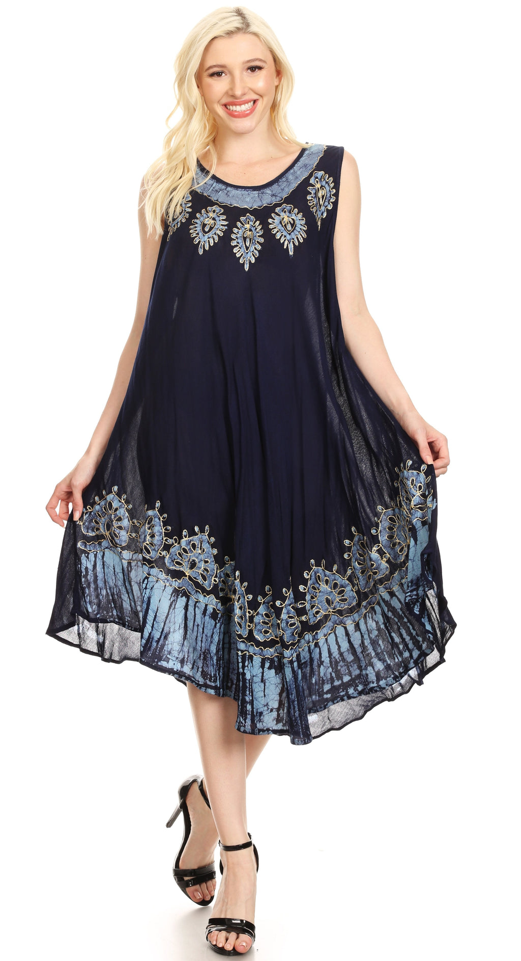 Sakkas Esme Women's Casual Midi Loose Fit Sleeveless Tank Dress Cover-up