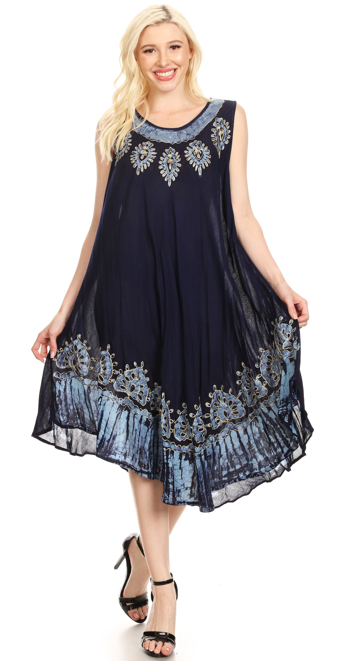 Sakkas Esme Women's Casual Midi Loose Fit Sleeveless Tank Dress Cover-up