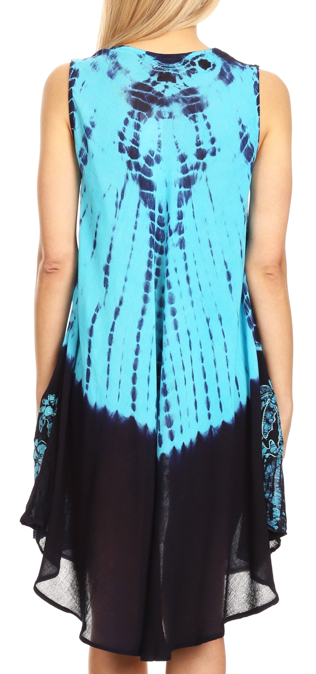 Sakkas Mariela Women's Tie Dye Loose Sleeveless Tank Short Nightgown Dress Coverup