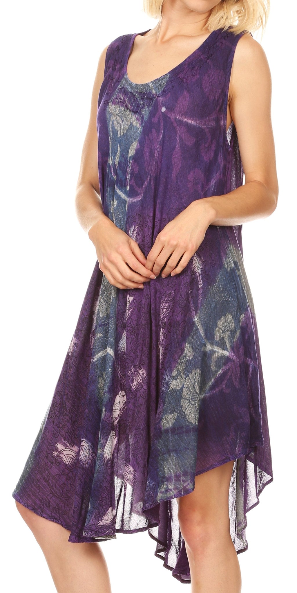 Sakkas Mita Women's Midi Loose Sleeveless Casual Sundress Tank Dress Cover-up