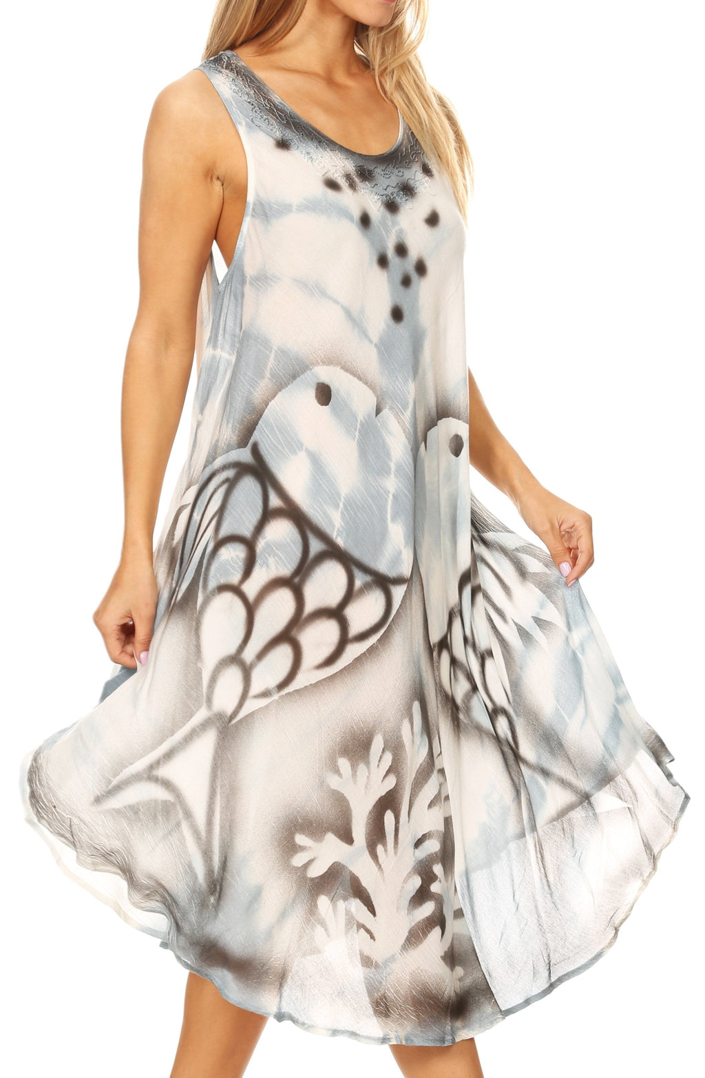 Sakkas Mita Women's Midi Loose Sleeveless Casual Sundress Tank Dress Cover-up