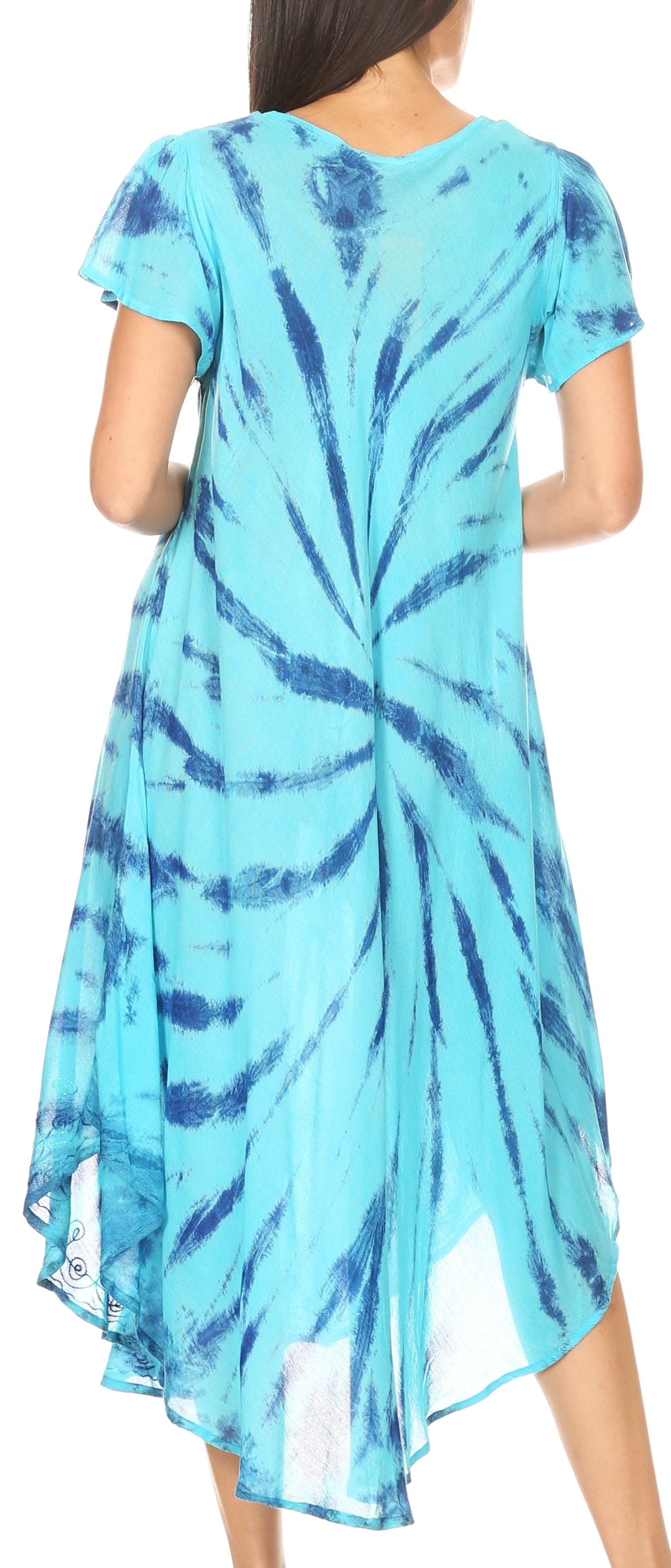 Sakkas Jonna Women's Short Sleeve Maxi Tie Dye Batik Long Casual Dress