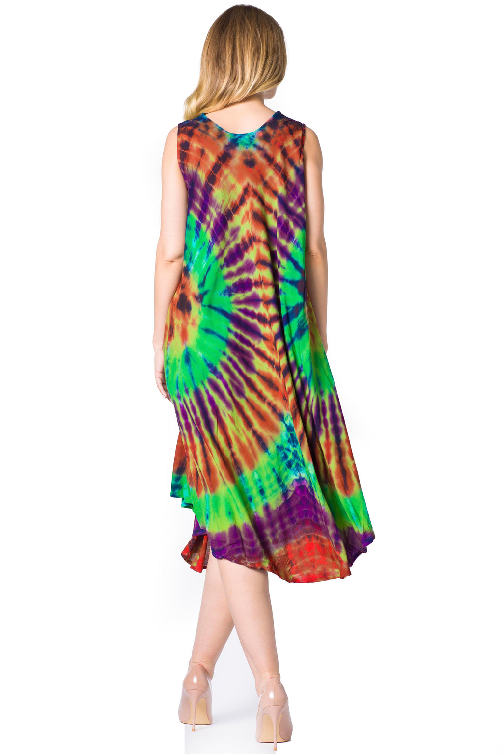 Sakkas Neja Women's Casual Maxi Summer Sleeveless Loose Fit Tie Dye Tank Dress