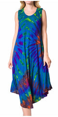 Sakkas Neja Women's Casual Maxi Summer Sleeveless Loose Fit Tie Dye Tank Dress