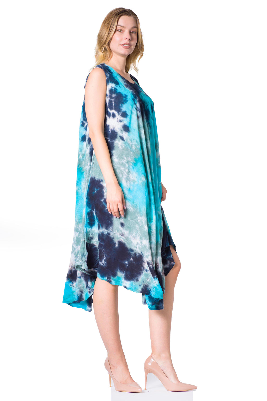 Sakkas Neja Women's Casual Maxi Summer Sleeveless Loose Fit Tie Dye Tank Dress