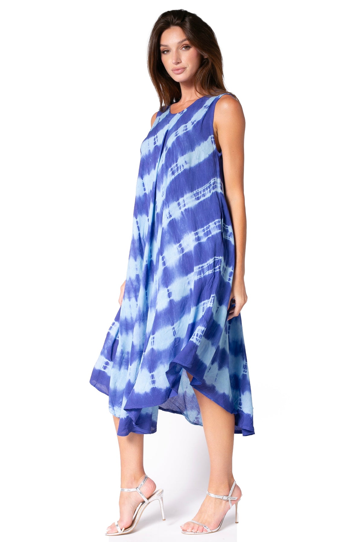 Sakkas Neja Women's Casual Maxi Summer Sleeveless Loose Fit Tie Dye Tank Dress