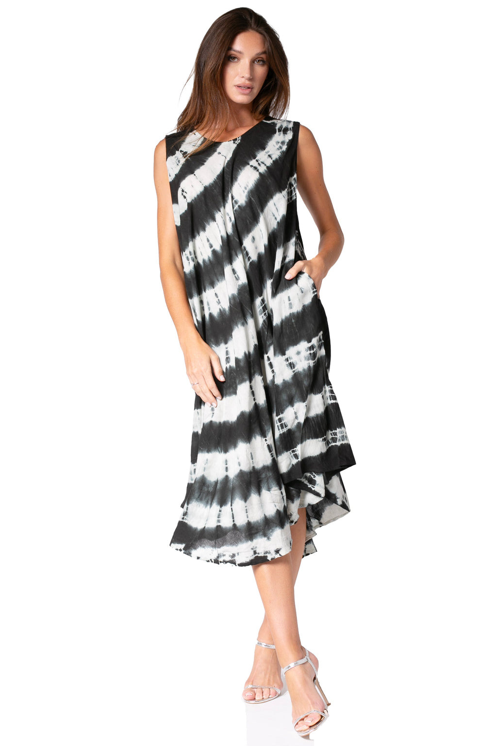 Sakkas Neja Women's Casual Maxi Summer Sleeveless Loose Fit Tie Dye Tank Dress