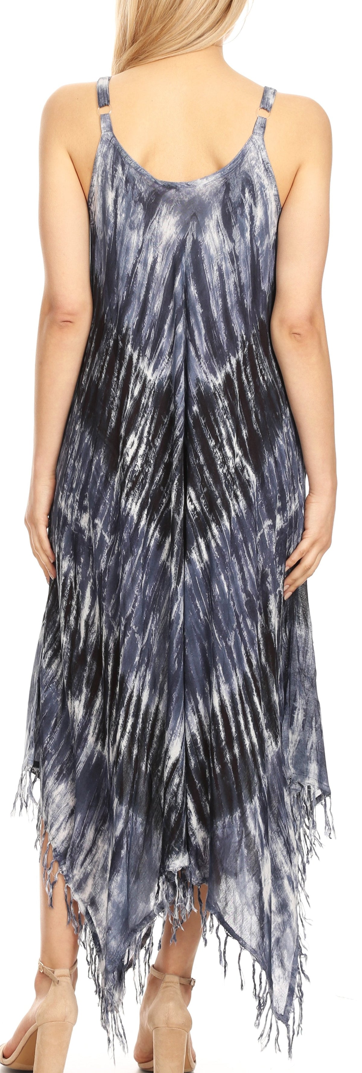Sakkas Jass Women's Spaghetti Strap Casual Summer Sleeveless Tie-dye Dress