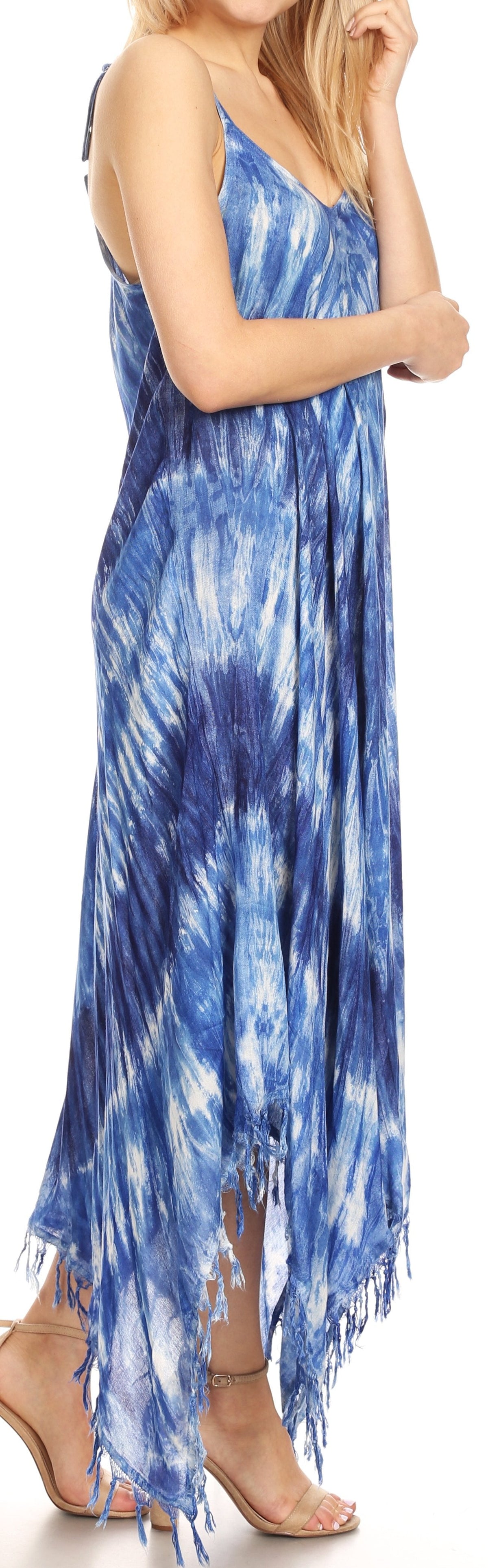 Sakkas Jass Women's Spaghetti Strap Casual Summer Sleeveless Tie-dye Dress