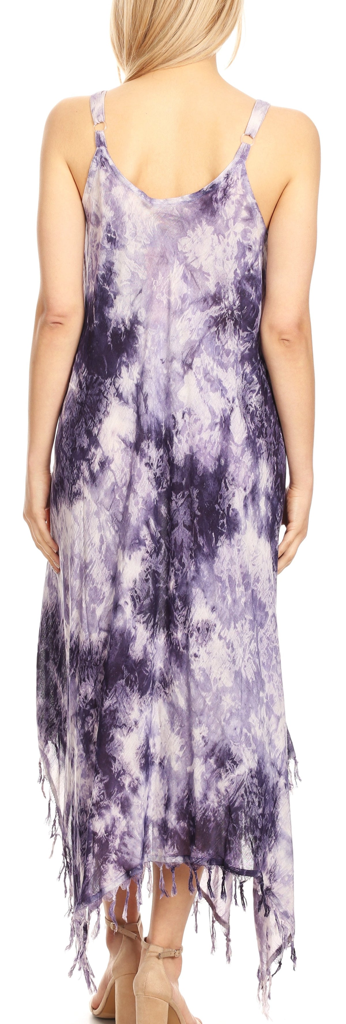 Sakkas Jass Women's Spaghetti Strap Casual Summer Sleeveless Tie-dye Dress