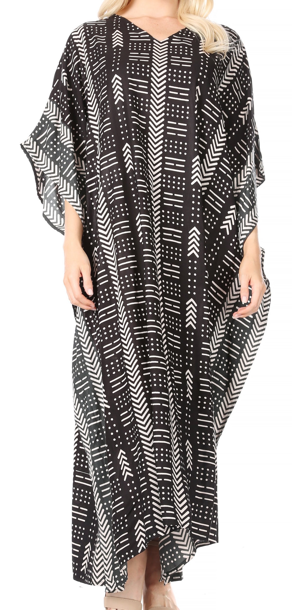 Sakkas Mera Women's Long Loose Short Sleeve Summer Casual Caftan Kaftan Dress