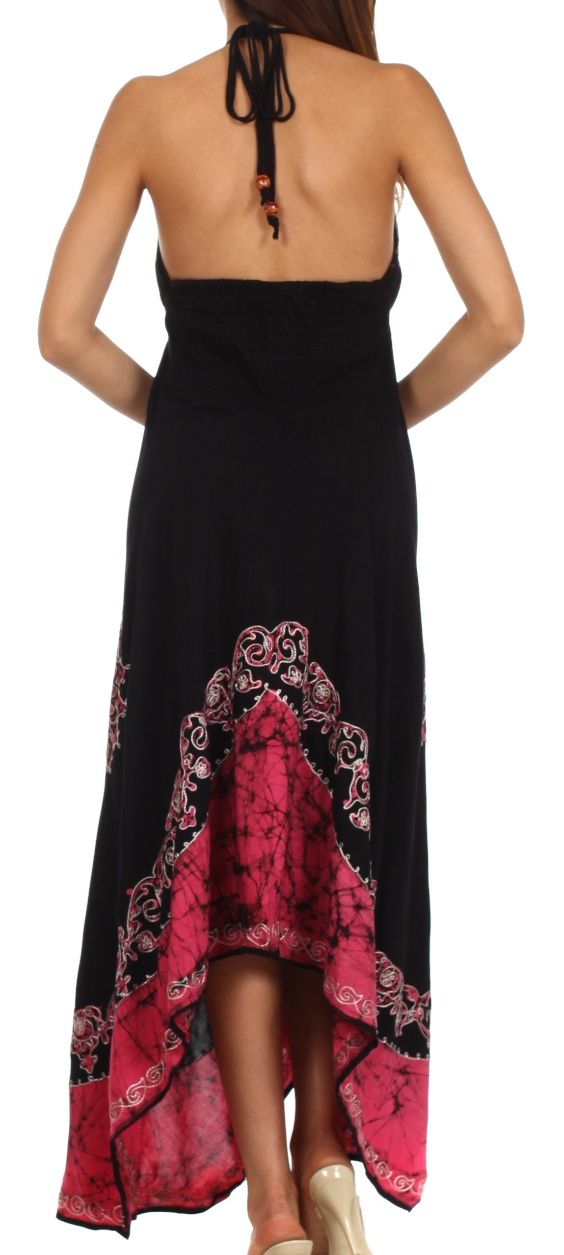 Sakkas Serenity Embroidered Batik Halter Dress