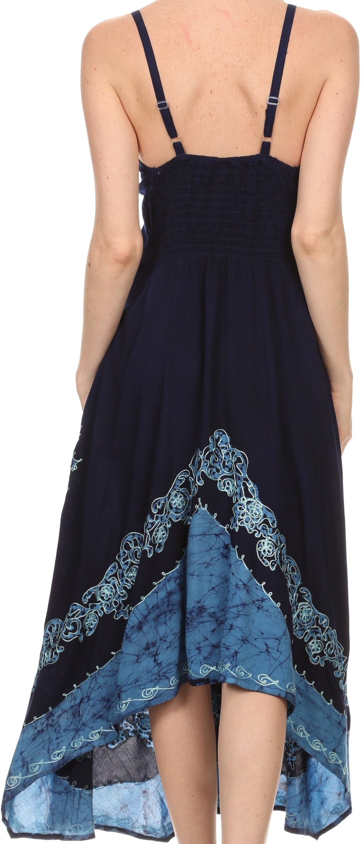 Sakkas Serenity Embroidered Batik Halter Dress