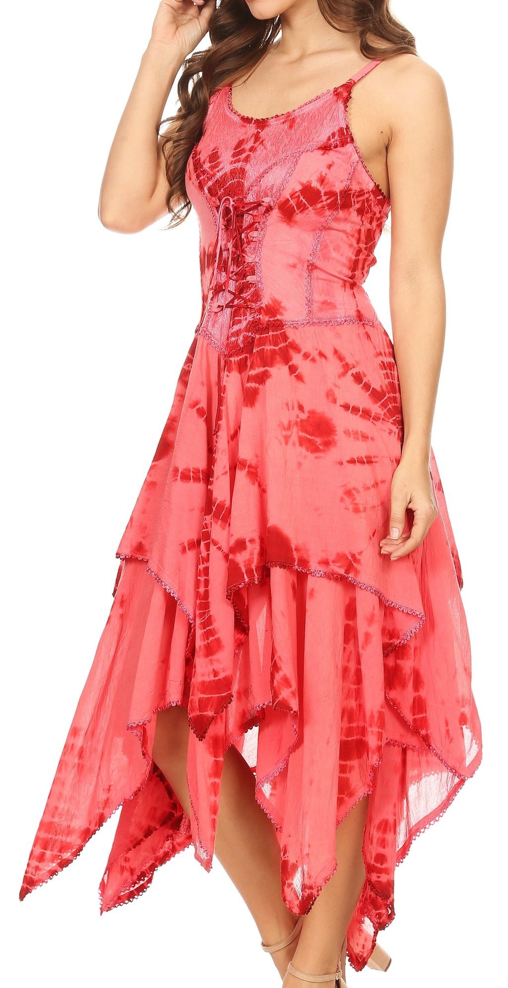 Sakkas Annabella Corset Bodice Handkerchief Hem Dress