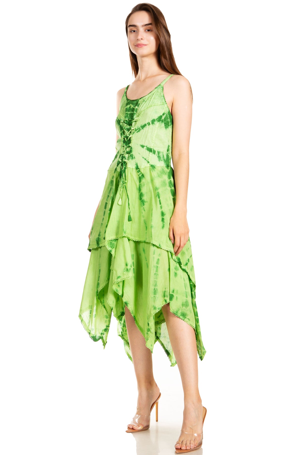Sakkas Annabella Corset Bodice Handkerchief Hem Dress