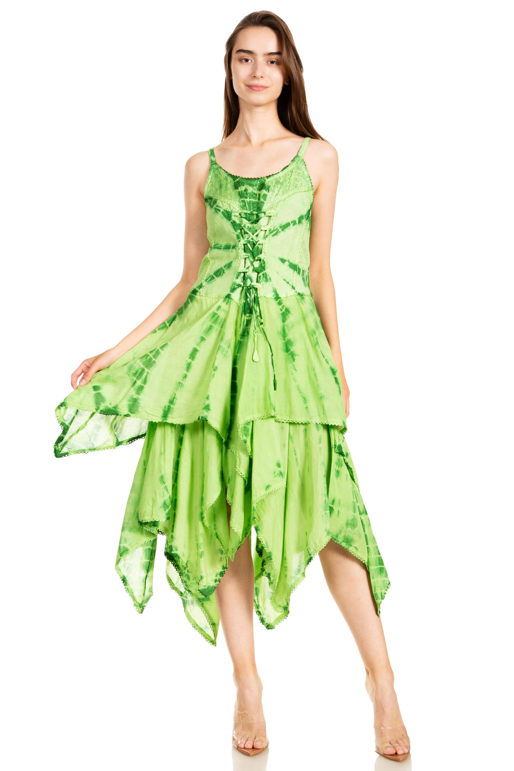 Sakkas Annabella Corset Bodice Handkerchief Hem Dress