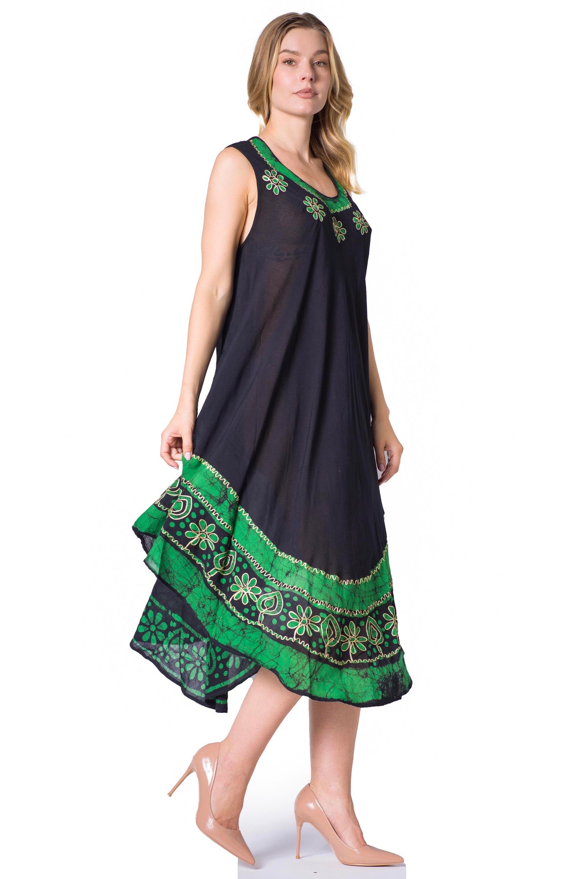 Sakkas Batik Flower Caftan Tank Dress / Cover Up