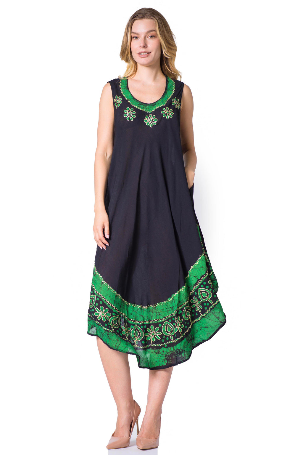 Sakkas Batik Flower Caftan Tank Dress / Cover Up