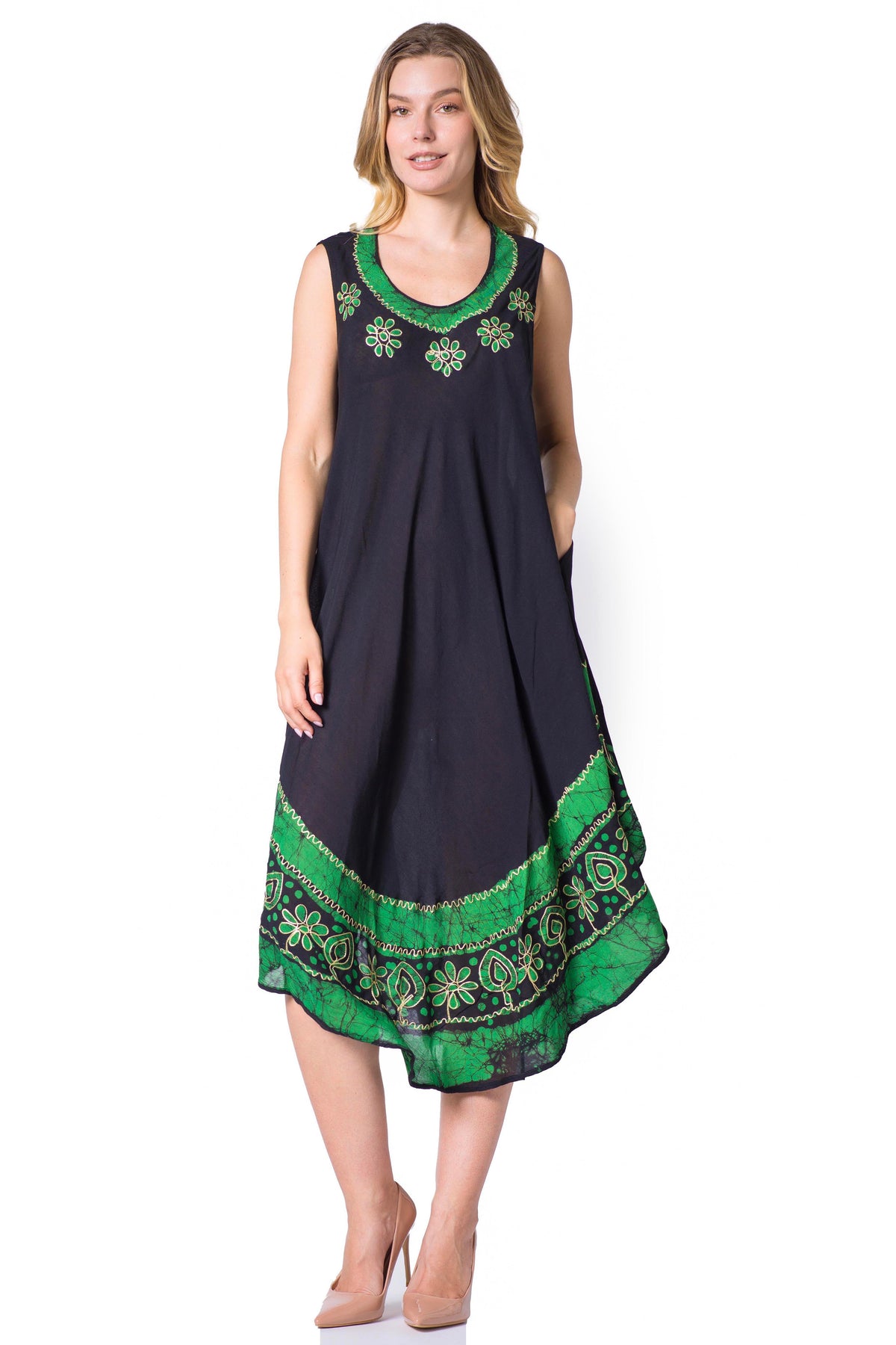 Sakkas Batik Flower Caftan Tank Dress / Cover Up