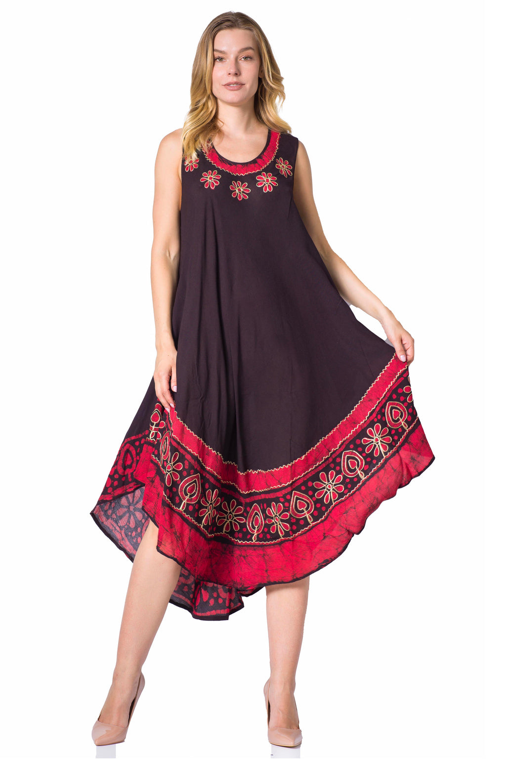 Sakkas Batik Flower Caftan Tank Dress / Cover Up