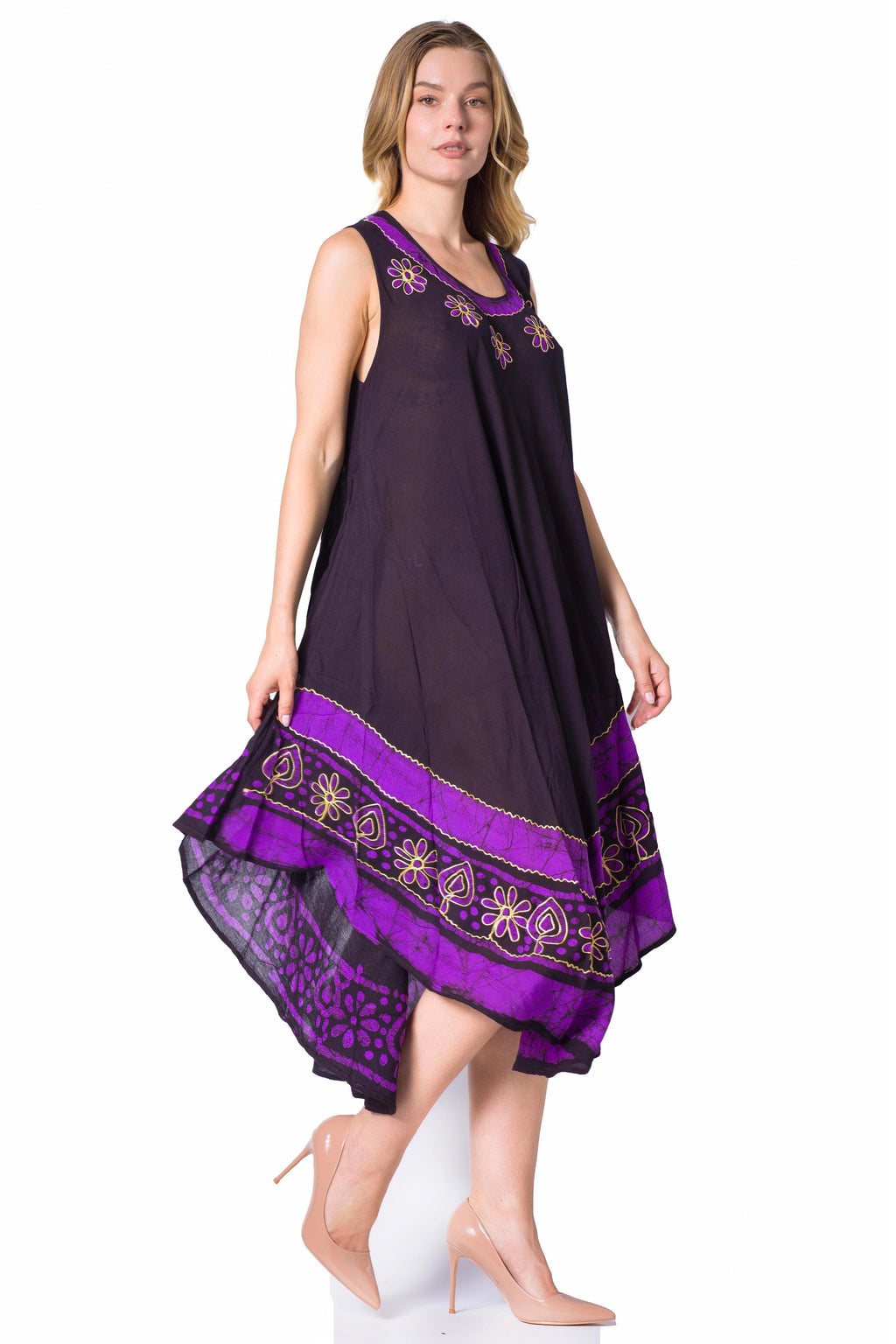 Sakkas Batik Flower Caftan Tank Dress / Cover Up