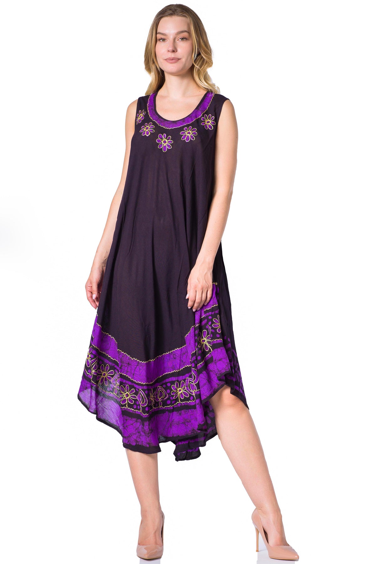 Sakkas Batik Flower Caftan Tank Dress / Cover Up