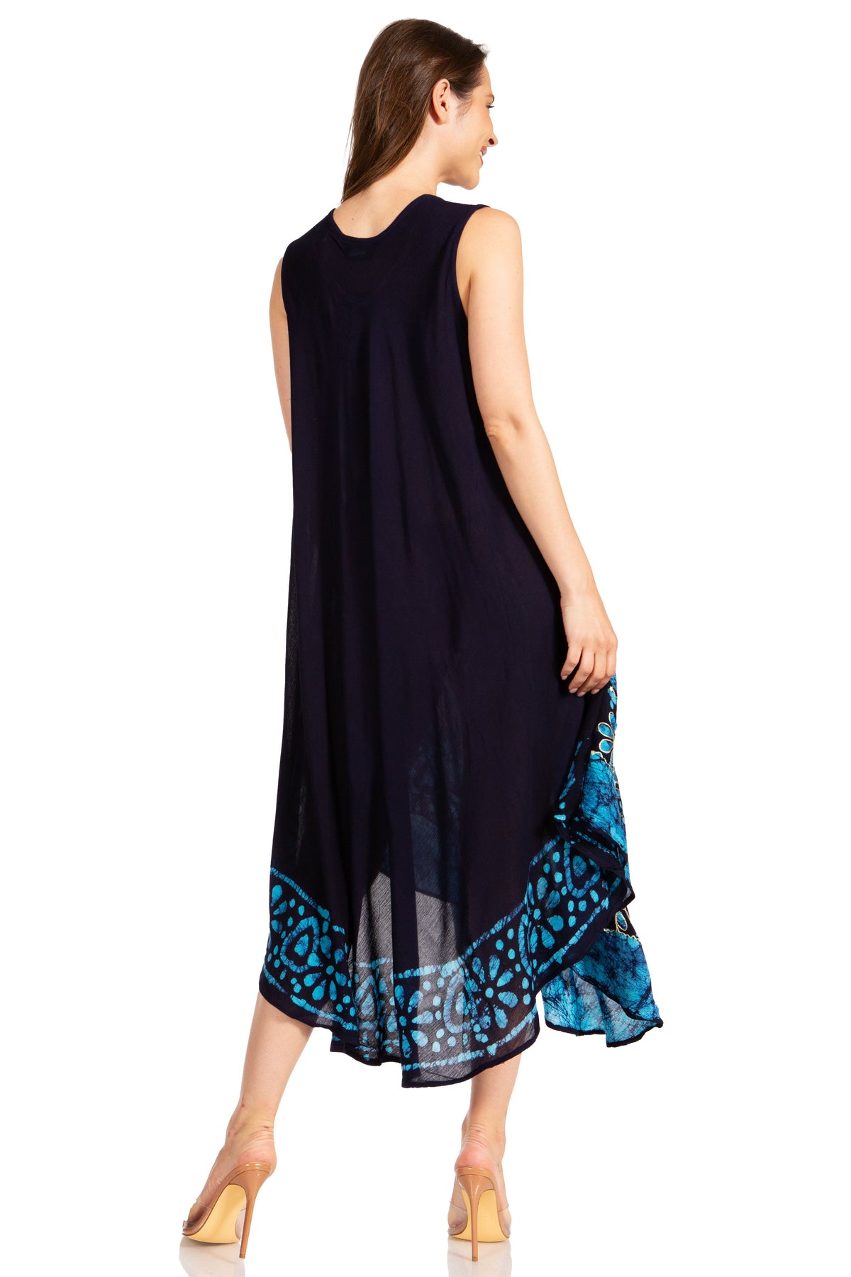 Sakkas Batik Flower Caftan Tank Dress / Cover Up