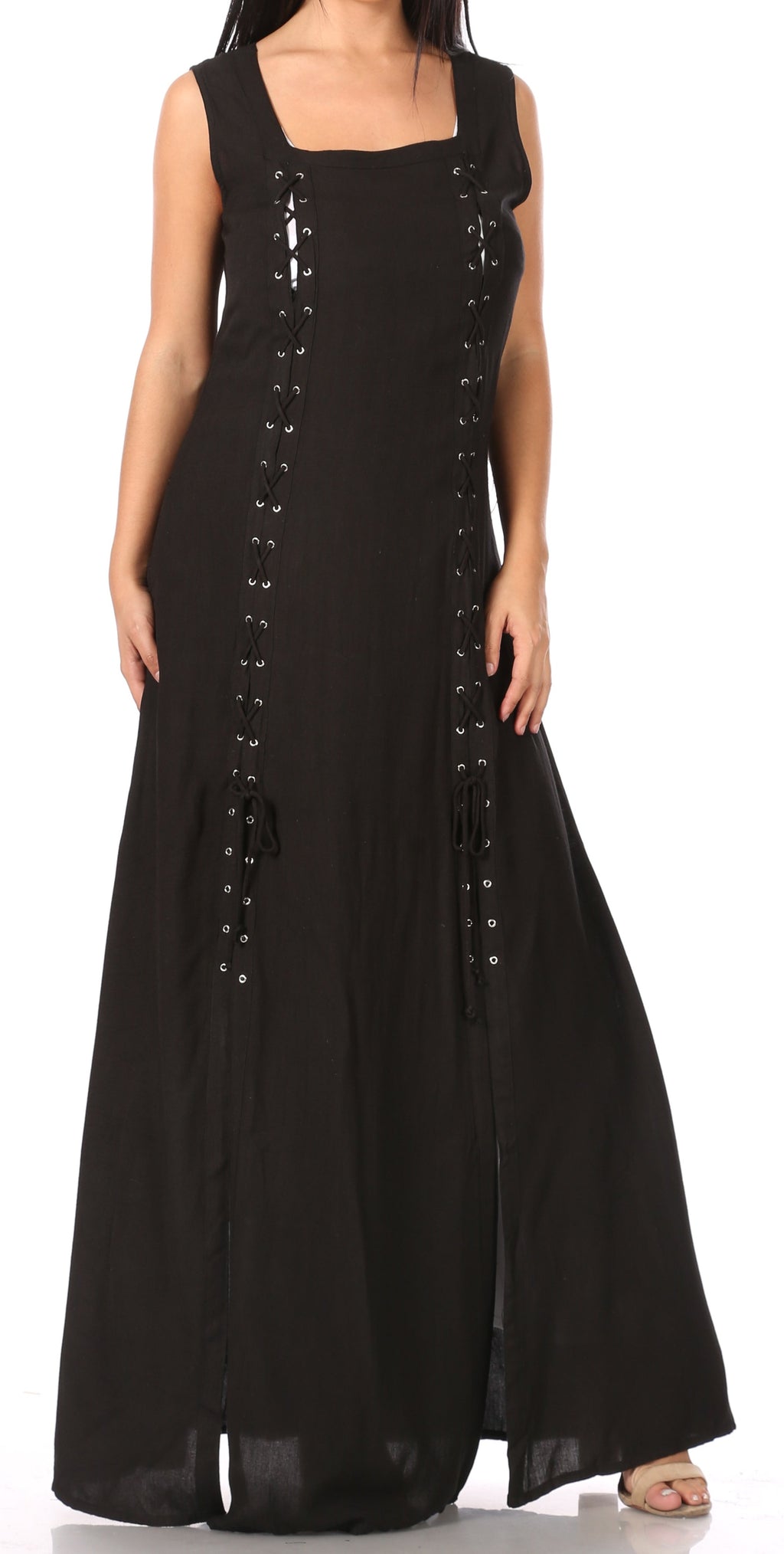 Sakkas Riva Women's Sleeveless Chemise + Over Dress Medieval Celtic Renaissance