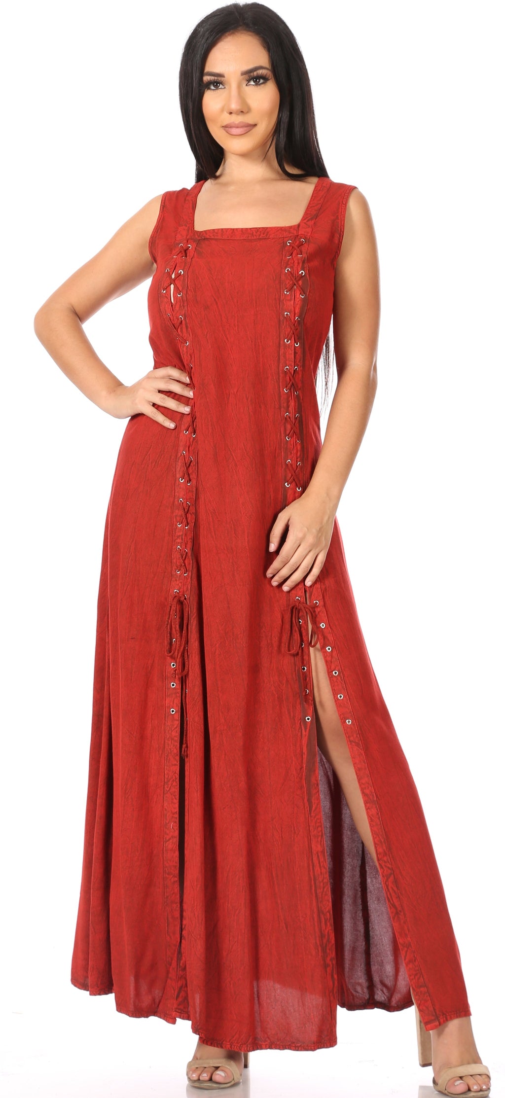 Sakkas Riva Women's Sleeveless Chemise + Over Dress Medieval Celtic Renaissance