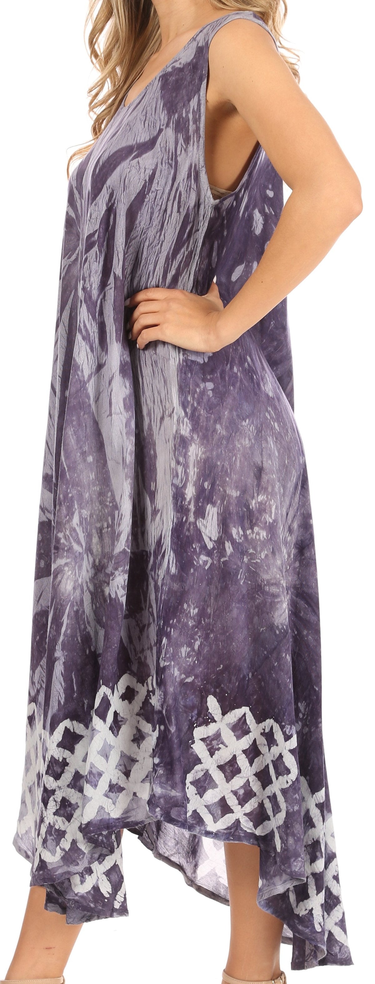 Sakkas Arema Women's Casual Summer Sleeveless Caftan Maxi Tent Dress Batik Loose