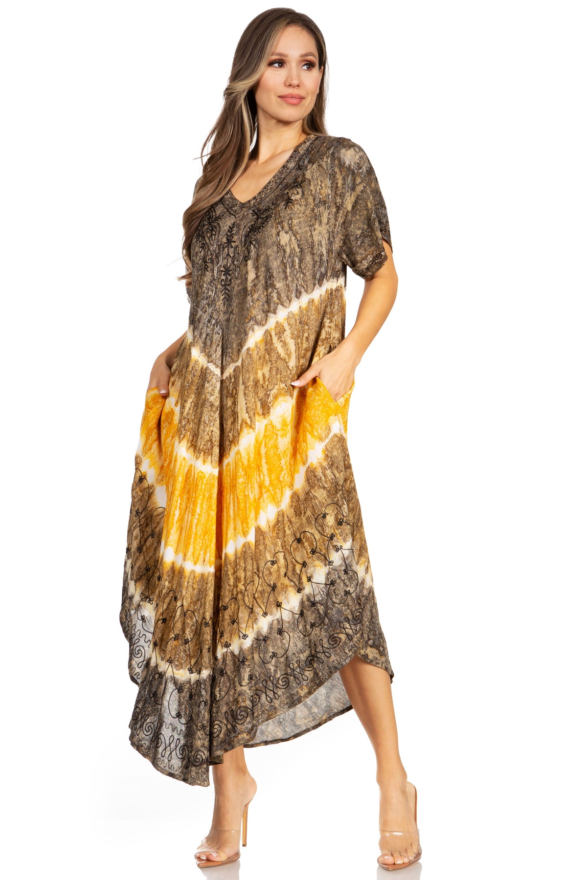 Sakkas Viveka Embroidered Caftan Dress