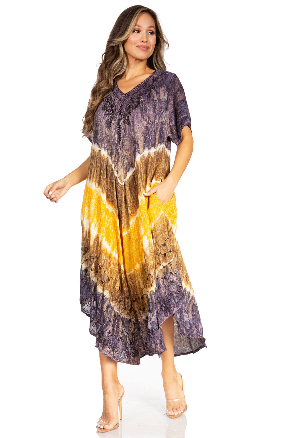 Sakkas Viveka Embroidered Caftan Dress