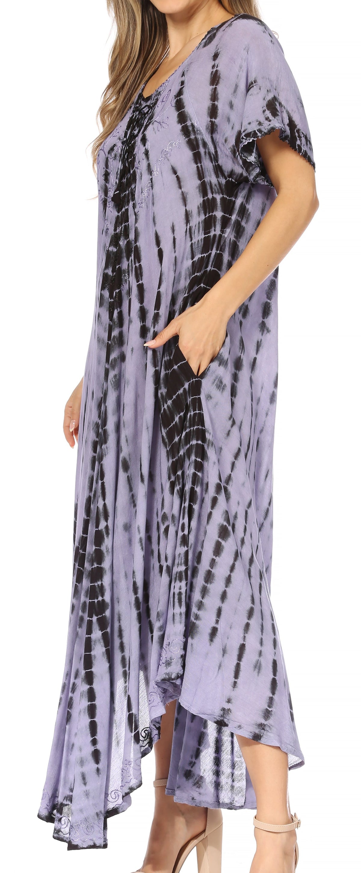 Sakkas Melika Tie Dye Caftan Dress
