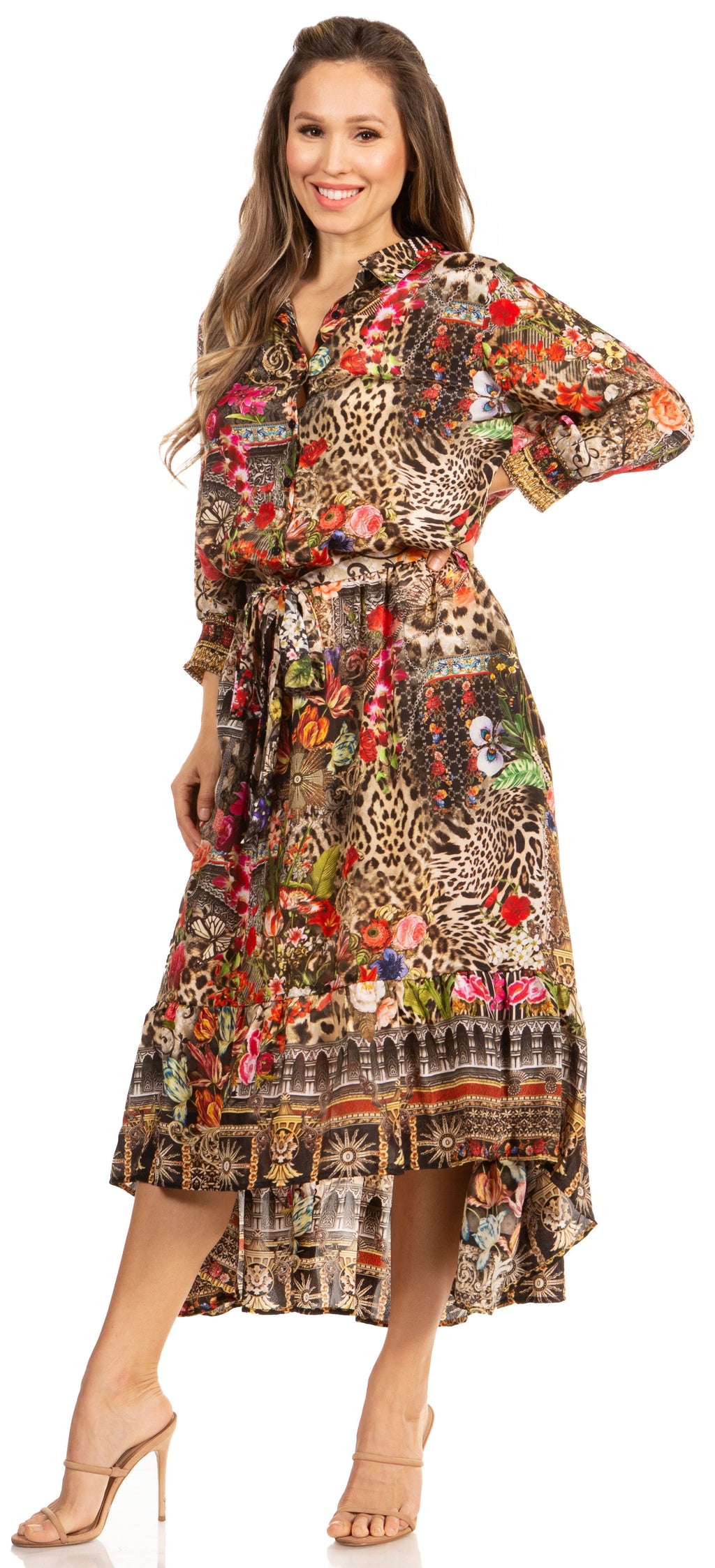 Sakkas Andreas Women's Maxi Dress with Ruffles and Buttons