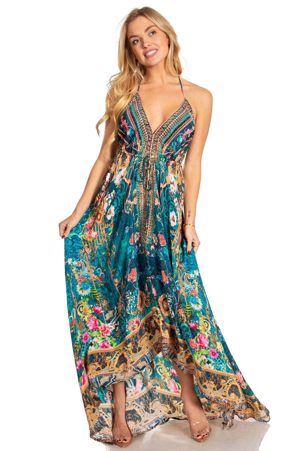Sakkas Lizi 2025 Womens Maxi High-low Halter Handkerchief Long Dress Beach Party